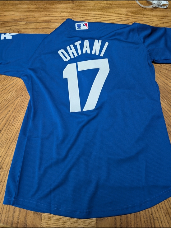 Nike MLB Tops - Nike MLB Shohei Ohtani #17 Blue and White Jersey